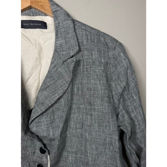 Anny Jacobson Lagenlook Micro Houndstooth Linen Blazer size M - Picture 4 of 10